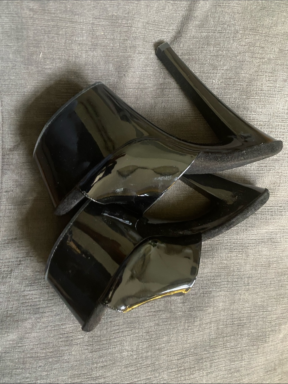 Pleaser Black Patent Platform Mule Heels